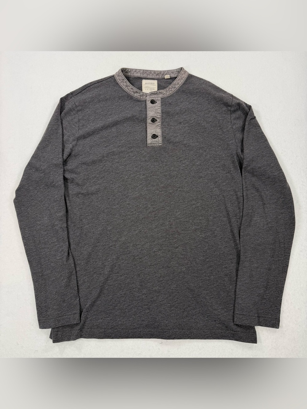 Billy Reid Henley Shirt Men’s XL Gray Long Sleeve Casual Thermal Cotton